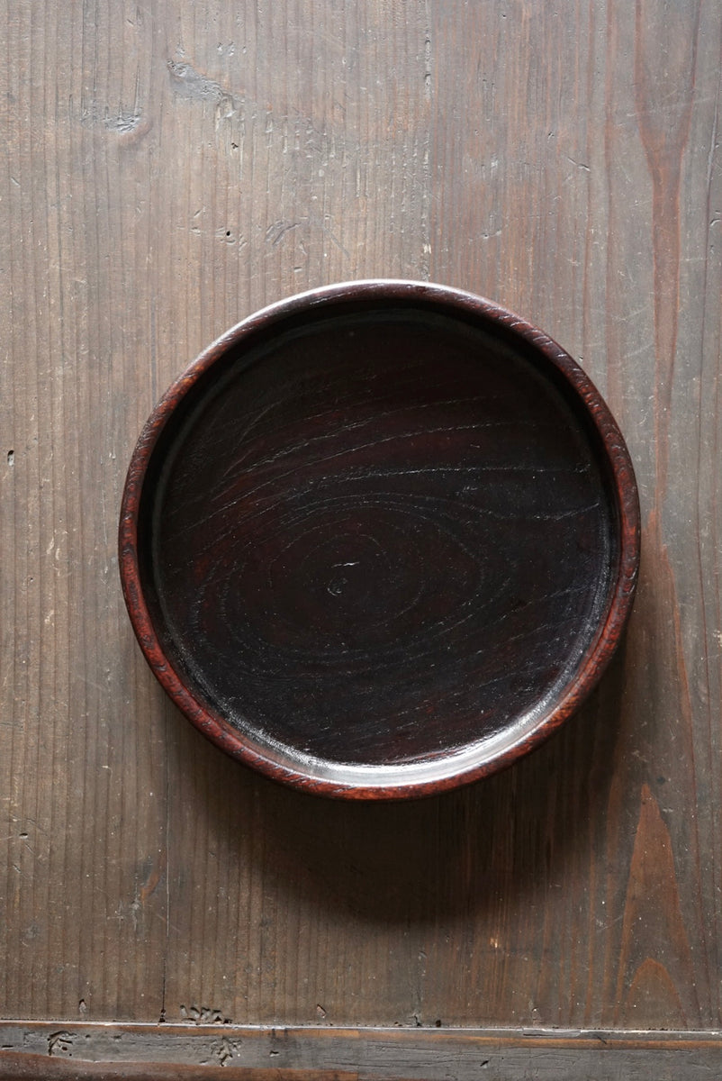 大矢拓郎　欅拭き漆丸盆 大矢拓郎 欅拭き漆丸盆